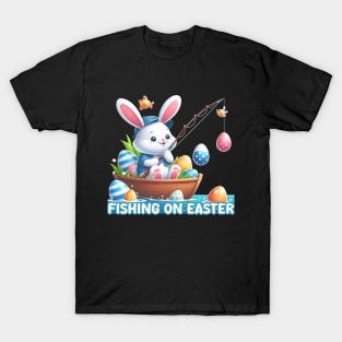 Fishing On Easter Bunny Fishing Egg Hunting T-Shirt